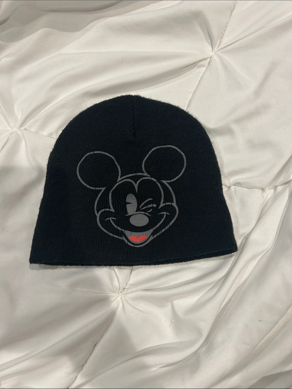 Disney Black Beanie with Winking Mickey Face